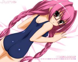  calendar di_gi_charat glasses over_drive pink_hair rabi_en_rose school_swimsuit sugimura_tomokazu swimsuit usada_hikaru 