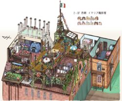  6+girls alcohol aquila_(kancolle) architecture austin_mini bathing bed bedroom blonde_hair boat bocca_della_verita borrowed_character brown_hair bunk_bed chibi chibi_inset commentary cooking cutting_board ferrari flag floorplan ford garden gardening giuseppe_garibaldi_(kancolle) glasses gondola grecale_(kancolle) grey_hair gumball_machine hat headgear henohenomoheji highres hose ido_(teketeke) indoors interior italian_flag italy jiji_(creature) kantai_collection kick_scooter kitchen ladder laundry laundry_pole libeccio_(kancolle) littorio_(kancolle) long_hair luigi_di_savoia_duca_degli_abruzzi_(kancolle) luigi_torelli_(kancolle) lying maestrale_(kancolle) md5_mismatch mercedes-benz mini_cooper motor_vehicle multiple_girls orange_hair outdoors partially_submerged phonograph pink_hair plant pola_(kancolle) pool poster_(object) potted_plant power_lines refrigerator resolution_mismatch revision roma_(kancolle) scarecrow scooter shield short_hair sign sink sitting skateboard source_larger spqr_(emblem) standing string_of_flags surfboard television translated twintails umbrella very_long_hair vespa volkswagen volkswagen_type_2 water watercraft window zara_(kancolle) zip!_(tv_series) 