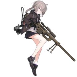  astg backpack bag bolt_action cheytac_m200 female full_body girls&#039;_frontline gloves grey_hair gun headphones holding holding_gun holding_weapon jacket m200_(girls&#039;_frontline) official_art open_clothes open_jacket ponytail purple_eyes rifle shoes skirt sneakers sniper_rifle socks solo transparent_background weapon 