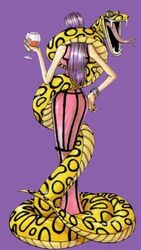  alcohol amazon black_hair boa_hancock cup female full_body glass long_hair lowres oda_eiichirou official_art one_piece purple_background salome_(one_piece) shichibukai simple_background small small_breasts snake solo standing wine wine_glass 