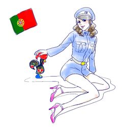  artist_request brown_hair hat high_heels military military_uniform original portugal portuguese_flag uniform world_war_i 