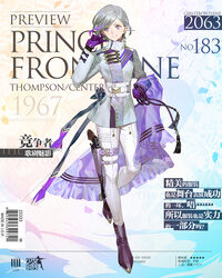  1967 adjusting_hair androgynous ankle_boots belt black_bow blush boots bow buckle character_name closed_mouth contender_(girls&#039;_frontline) contender_(opera_ghost)_(girls&#039;_frontline) copyright_name cover dress fake_cover female floral_background full_body girls&#039;_frontline gloves grey_hair gun hand_in_own_hair handgun holding holding_clothes holding_dress holster leg_up long_sleeves military military_uniform multicolored_hair nishihara_isao official_alternate_costume official_art pants pastel_colors promotional_art purple_dress purple_eyes purple_gloves reverse_trap see-through short_hair smile solo standing standing_on_one_leg swept_bangs tassel thigh_holster thigh_strap two-tone_hair uniform unworn_dress weapon white_pants 