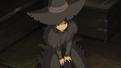  black_eyes black_hair demon&#039;s_souls female from_software gotokukai hat indoors looking_down robe short_hair sitting solo souls_(from_software) witch_hat yuria_the_witch 