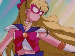  90s aino_minako animated animated bishoujo_senshi_sailor_moon blonde_hair bow choker female gloves hair_ornament hairbow long_hair magical_girl mask midriff navel sailor_v skirt 