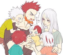  boku_no_hero_academia character_request endeavor_(boku_no_hero_academia) family multiple_boys multiple_girls red_hair tagme todoroki_fuyumi todoroki_shouto white_hair 