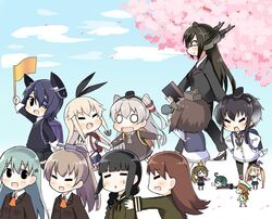  &gt;_&lt; 6+girls :3 aged_down ahoge amatsukaze_(kancolle) anchor animal animal_on_head backpack bad_id bad_twitter_id bag bespectacled binoculars bird bird_on_head black_hair blonde_hair blush_stickers brown_hair closed_eyes elbow_gloves error_musume flag girl_holding_a_cat_(kancolle) glasses gloves green_hair grey_hair hair_ornament hair_ribbon hair_tubes hairband hairclip hands_on_own_hips hat headgear high_heels hiyoko_(kancolle) holding_hands image_sample kantai_collection kitakami_(kancolle) kumano_(kancolle) kurono_nekomaru long_hair majokko_(kancolle) midori_(kancolle) mini_person minigirl multiple_girls nagato_(kancolle) nose_bubble on_head ooi_(kancolle) ponytail protected_link purple_hair randoseru rashinban_musume ribbon shimakaze_(kancolle) sleeping striped_clothes striped_thighhighs suzuya_(kancolle) sweatdrop tenryuu_(kancolle) thighhighs tokitsukaze_(kancolle) triangle_mouth twintails twitter_sample wavy_mouth witch_hat yukikaze_(kancolle) 