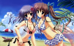  akane_iro_ni_somaru_saka beach beachball bikini katagiri_yuuhi mizugi nagase_minato side_ponytail tagme wardrobe_malfunction 