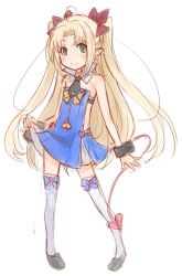  astarotte_ygvar blonde_hair commentary_request demon_tail detached_collar dress female green_eyes ha-ru long_hair lotte_no_omocha! photoshop_(medium) pointy_ears solo tail thighhighs wrist_cuffs 