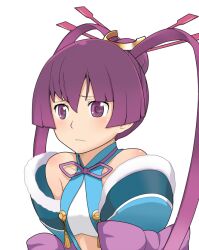  ar_tonelico ar_tonelico_iii bad_id bad_pixiv_id bare_shoulders blush female finnel_(ar_tonelico) frown hair_ornament long_hair purple_eyes purple_hair solo tamakorogashi twintails 