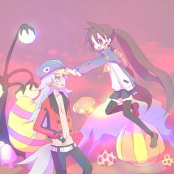  brown_hair disgaea disgaea_4 fenrich hat kazamatsuri_fuuka makai_senki_disgaea_4 mushroom tail twintails white_hair 