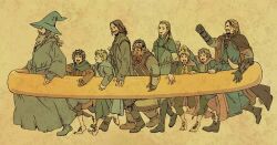  aragorn boromir dwarf elf everyone fantasy frodo_baggins gandalf gimli hobbit jewelry legolas lord_of_the_rings male_focus masato_(artist) meriadoc_brandybuck multiple_boys oversized_object peregrin_took pointy_ears ring samwise_gamgee 