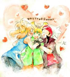  closed_eyes closed_eyes emerald_(pokemon) heart hug odamaki_sapphire pokemon pokemon_(game) pokemon_emerald pokemon_rse pokemon_ruby_and_sapphire pokemon_special ruby_(pokemon) smile 