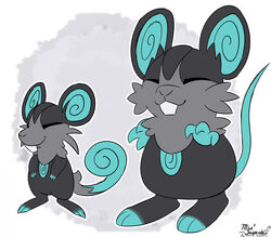  2022 3_fingers 3_toes ambiguous_gender black_body black_fur blue_body blue_feet blue_fur blue_hands blue_inner_ear blue_tail border buckteeth closed_eyes curled_tail dipstick_tail duo fakemon featureless_crotch feet feral fingers fur generation_1_pokemon grey_background grey_body grey_fur grey_nose hi_res markings miso_souperstar multicolored_body nintendo pokemon pokemon_(species) raticate rattata regional_form_(fakemon) simple_background smile tail tail_markings teal_feet teal_hands teal_inner_ear teeth toeless_(marking) toes white_border 