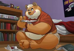  anthro belly cricetid dj-rodney fanboy forebucks forepawz geek hamster male mammal model morbidly_obese nerd obese overweight overweight_male painting paws rodent rodney solo star_trek 