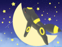  4:3 ambiguous_gender black_body black_ears black_fur black_nose black_tail blush blush_stickers celestial_star_polygon closed_eyes cloud crescent_moon detailed_background digital_media_(artwork) ear_markings eeveelution facial_markings feral full-length_portrait fur generation_2_pokemon glowing glowing_body glowing_fur glowing_markings head_markings hi_res kemono kenikenikeke leg_markings lying mammal markings moon multicolored_body multicolored_ears multicolored_fur night nintendo on_front outside pokemon pokemon_(species) portrait quadruped ring_(marking) ringed_tail shooting_star side_view sky sleeping smile solo star starry_sky striped_markings striped_tail stripes tail tail_markings two_tone_body two_tone_ears two_tone_fur two_tone_tail umbreon yellow_body yellow_ears yellow_fur yellow_markings yellow_tail 