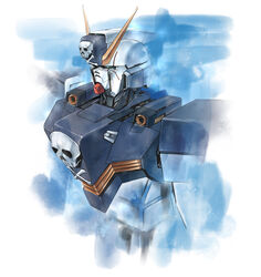  aaaaaaak absurdres cropped_torso crossbone_gundam crossbone_gundam_x-1 green_eyes gundam highres looking_ahead mecha mobile_suit robot science_fiction skull_and_crossbones solo upper_body v-fin 