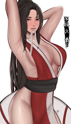  armpits breasts edmun fatal_fury highres presenting_armpit shiranui_mai snk thighs 