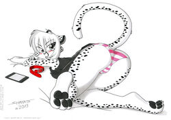  2019 3_toes anthro barefoot black_pawpads blush bottomwear cheetah claws clothed clothing feet felid feline female mammal panties panty_shot pattern_bottomwear pattern_clothing pattern_panties pattern_underwear pawpads paws pink_clothing pink_panties pink_underwear soles solo striped_bottomwear striped_clothing striped_panties striped_underwear stripes tirashanks_(artist) toes underwear undie vanilla_(tirashanks) 