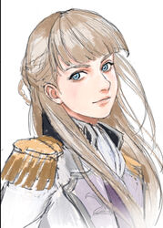  armor blue_eyes brown_hair female floating_hair gundam gundam_wing gundam_wing_endless_waltz light_smile looking_to_the_side nekkikamille pauldrons realistic relena_peacecraft shoulder_armor solo uniform 