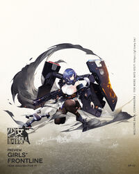  baggy_clothes bangs black_footwear black_legwear blue_eyes blue_hair boots braid breasts character_name dp-12_(girls_frontline) drone female floating_hair girls_frontline gun hair_over_shoulder hairband highres holding holding_gun holding_weapon jacket large_breasts long_hair looking_afar multicolored_hair official_art one_knee pandea_work pantyhose pump_action purple_jacket shield shotgun sidelocks single_braid skindentation skirt sleeveless smoke solo standard_manufacturing_dp-12 thigh_strap torn_clothes turtleneck weapon white_hairband wind 