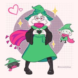  1:1 anthro black_body black_fur boots bovid caprine clothed clothing deltarune dress drugs eyewear femboy floppy_ears footwear fur glasses goat hat headgear headwear looking_at_viewer male mammal marijuana mario_smoking_weed open_mouth pink_eyes ralsei ralsei_smoking_blunt scarf simple_background smoking snowdy solo undertale_(series) 