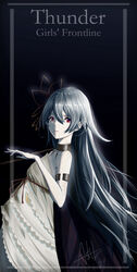  armlet artist_name asil black_background blue_hair character_name cloak closed_mouth commentary_request copyright_name dated dress expressionless female from_side girls&#039;_frontline grey_hair hair_between_eyes hand_up highres layered_dress long_hair looking_at_viewer looking_to_the_side official_alternate_costume pale_skin red_eyes red_ribbon ribbon scar scar_on_neck signature solo texture thunder_(girls&#039;_frontline) thunder_(lenore&#039;s_raven)_(girls&#039;_frontline) very_long_hair white_dress 