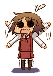  bad_id bad_pixiv_id blush brown_hair chibi female flailing hair_ornament hidamari_sketch lowres sabanomisoni_gonta school_uniform short_hair solo tears x_hair_ornament yamabuki_high_school_uniform yuno_(hidamari_sketch) 