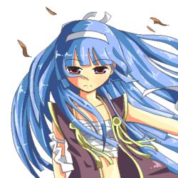  bad_id bad_pixiv_id blue_hair blunt_bangs collarbone female hair_ornament hairband kannagi kendo_(artist) long_hair looking_at_viewer lowres nagi_(kannagi) no_nose oekaki purple_eyes sarashi simple_background solo transparent_background wind 