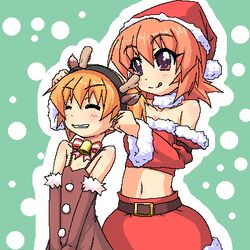  animal_costume behoimi christmas commentary_request female k10k lowres oekaki pani_poni_dash! reindeer_costume santa_costume suzuhara_mirai 