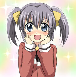  bad_id bad_pixiv_id blue_eyes blush female grey_hair maruki_(punchiki) short_twintails solo spiral_(manga) takeuchi_rio twintails 