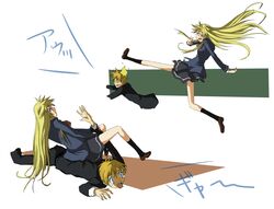  1boy bad_id bad_pixiv_id blonde_hair cleo_everlastin female long_hair majic_lin majutsushi_orphen school_uniform yuuki_(yuuki333) 