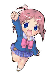  amamiya_manami bad_id bad_pixiv_id blue_eyes bow chibi commentary_request female gakuen_utopia_manabi_straight! massugu_go pink_bow red_hair rokko school_uniform seiou_gakuen_school_uniform solo 