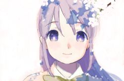  bad_id bad_pixiv_id female flower higebu inazuma_eleven inazuma_eleven_(series) kudou_fuyuka long_hair purple_eyes purple_hair smile 