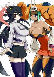  2girls absurdres breast_press breasts cerebella_(skullgirls) commentary_request extra_mouth filia_(skullgirls) highres huge_breasts living_clothes multiple_girls ryounosuke samson_(skullgirls) skullgirls vice-versa_(skullgirls) 