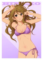  arms_up bad_id bad_pixiv_id bikini brown_eyes brown_hair extra female k-on! long_hair shian_(my_lonly_life.) swimsuit tachibana_himeko 