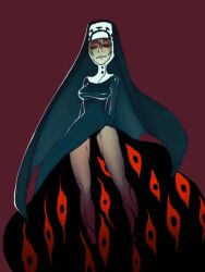  alternate_form bare_legs double_(skullgirls) nun red_eyes skullgirls smile 