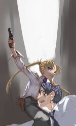  blonde_hair blue_eyes gun gunslinger_girl hillshire triela victor_hillshire weapon 