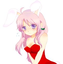  ahoge animal_ears ashley_(luminous_arc) bare_shoulders breasts bunny_ears luminous_arc luminous_arc_3 pink_hair purple_eyes 