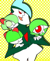  1boy 3girls blossom blossom_(ppg) bubbles bubbles_(ppg) buttercup buttercup_(ppg) gallade gardevoir kirlia multiple_girls nintendo no_humans parody pokemon powerpuff_girls professor_utonium ralts style_parody 