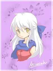  breasts female fire_emblem fire_emblem:_akatsuki_no_megami micaiah purple_background scarf white_hair yellow_eyes 