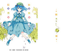  backpack bag blue_eyes blue_hair female haruno_tomoya hat kawashiro_nitori short_hair smile solo touhou two_side_up 