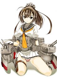  akizuki_(kancolle) bad_id bad_pixiv_id belt_pouch breasts brown_eyes brown_hair chou-10cm-hou-chan commentary_request female full_body gloves headband highres kantai_collection kneeling light_smile looking_at_viewer medium_breasts moonsorrow neckerchief panties pantyshot pink_panties pleated_skirt ponytail pouch puffy_short_sleeves puffy_sleeves sailor_collar school_uniform serafuku shirt short_sleeves simple_background skirt solo thigh_strap underwear white_background white_gloves white_shirt white_skirt 