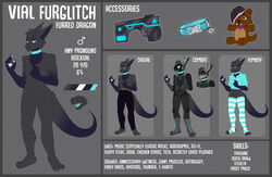  2021 anthro armor belt biped black_body black_bottomwear black_clothing black_pants blue_clothing blue_collar blue_eyes boots border bottomwear brown_eyes chest_tuft clothed clothing collar collar_tag crop_top cropped_hoodie digital_media_(artwork) dragon ear_piercing ear_ring english_text eye_markings facial_markings fangs footwear fur furred_dragon furred_scalie grey_background grey_border gun hair head_markings headgear helmet hoodie kasscabel legwear machine male mammal markings model_sheet mottled mottled_body mottled_fur multicolored_body multicolored_fur mythological_creature mythological_scalie mythology navel open_mouth pants pattern_clothing pattern_legwear pawpads paws piebald piebald_body piebald_fur piercing plushie protogen protogen_visor purple_body purple_collar ranged_weapon rifle ring_piercing sabertooth_(anatomy) sabertoothed_weasel scalie shirt silver_piercing simple_background sky_furglitch solo striped_clothing striped_legwear stripes teeth text thigh_highs topwear tuft vial_furglitch visor weapon wingless_dragon 