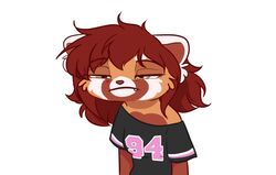  2019 ailurid anthro brown_hair clothed clothing dvixie eyebrows eyelashes female green_eyes hair half-length_portrait mammal off_shoulder portrait reaction_image red_panda shirt simple_background solo t-shirt text text_on_clothing text_on_shirt text_on_topwear topwear white_background 