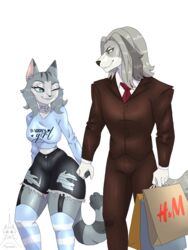  3:4 aggretsuko alansylvasta anthro big_breasts bottomwear breasts bulge canid canine canis clothing collar curvy_figure daddy_kink ddlg director_himuro domestic_cat domestic_dog duo english_text felid feline felis female footwear fur grey_body grey_fur grey_hair hair hand_holding hi_res hunting_dog legwear maine_coon male male/female mammal markings mature_male pecs saluki sanrio shopping shopping_bags shorts sighthound smile smirk socks striped_body striped_fur striped_markings striped_tail stripes sugar_baby sugar_daddy suit suit_and_tie suteki tail tail_markings teal_eyes text thick_thighs thigh_highs thigh_socks tight_bottomwear tight_clothing tight_shorts tight_topwear topwear torn_bottomwear torn_clothing torn_shorts wide_hips yellow_eyes 