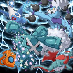  alternate_form black_sclera blue_eyes blue_theme claws colored_sclera dragon grin latios lightning metagross no_humans outstretched_hand pokemoa pokemon pokemon_(creature) red_eyes red_wings rotom rotom_(wash) salamence sky smile star_(symbol) storm_cloud thundurus thundurus_(incarnate) washing_machine wings yellow_sclera 