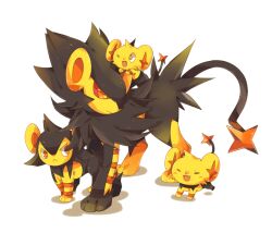  :&lt; ;d alternate_color aria_r blush closed_eyes commentary_request diamond_(shape) evolutionary_line luxio luxray no_humans oerba_yun_fang one_eye_closed open_mouth pokemon pokemon_(creature) shinx shiny_pokemon simple_background smile tail white_background 