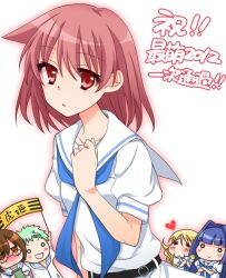  5girls bad_id bad_pixiv_id blonde_hair blue_hair blush brown_eyes brown_hair chibi glasses green_hair hirose_sumire long_hair matano_seiko miyanaga_teru multiple_girls oohoshi_awai saki_(manga) school_uniform shibuya_takami shiraitodai_school_uniform short_hair sou_(mgn) 