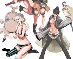  5girls amazon amazon_lily aphelandra asymmetrical_clothes asymmetrical_clothing bazooka black_hair blonde_hair boots breasts bun cleavage fat female female_only hair_bun hat high_heel_boots high_heels iridori jacket large_breasts marguerite midriff multiple_girls one_piece open_clothes open_jacket pants ran_(one_piece) rindo rindou_(one_piece) short_hair simple_background striped striped_legwear striped_thighhighs sweet_pea thighhighs twintails weapon wide_hips 