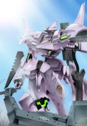  damaged mecha mizuki_ame muvluv muvluv_alternative muvluv_total_eclipse no_humans rafale_(mecha) rafale_(tsf) sky solo sword weapon 